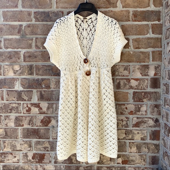 Free People Sweaters - FREE PEOPLE White Crochet Cardigan Sweater Medium
